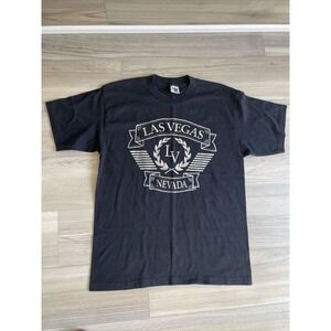 VTG 90s Las Vegas T Shirt Black Silver Murina's Best sz Large Made in USA Single